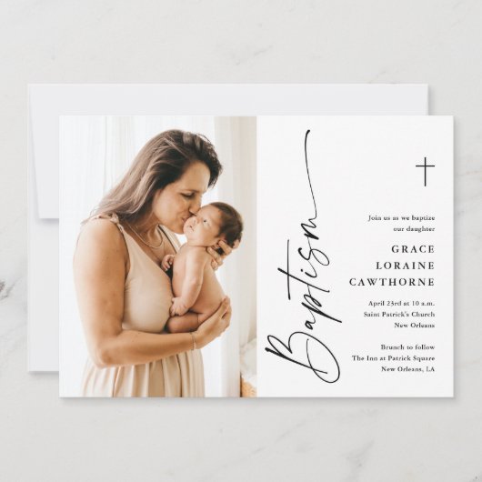 Modern Elegant Script Wit Fotodoop Kaart (Voorkant)