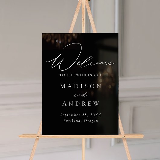 Modern Elegant Script Zwart Bruiloft Welkom Acryl Bord