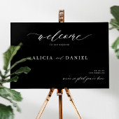 Modern elegant script zwart bruiloft welkom teken perfect poster