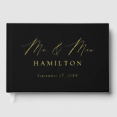 Modern Elegant Script Zwart Foto Bruiloft Gastenboek (Voorkant)