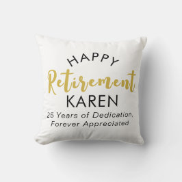 Modern Elegant Script Zwart Goud Happy Retirement Kussen