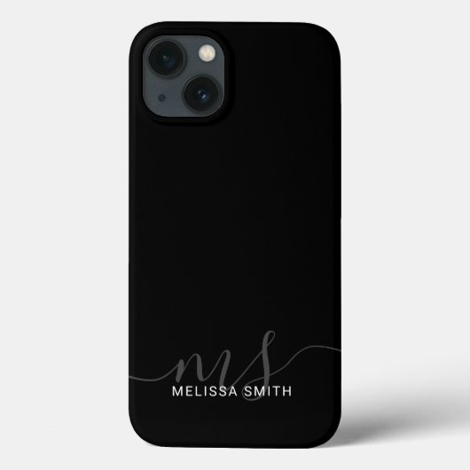 Modern Elegant Script Zwart Initiaal Monogram Case-Mate iPhone Case (Achterkant)