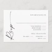 Modern Elegant Script Zwart-wit bruiloft RSVP Informatiekaartje (Voorkant)