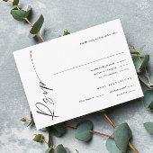 Modern Elegant Script Zwart-wit bruiloft RSVP Informatiekaartje