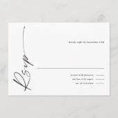 Modern Elegant Script Zwart-wit bruiloft RSVP Informatiekaartje (Voorkant)