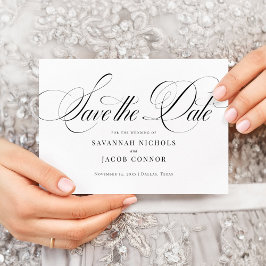 Modern Elegant Script Zwart-wit Save The Date