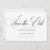 Modern Elegant Script Zwart-wit Save The Date (Voorkant)