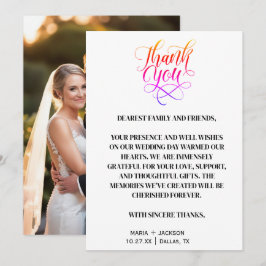Modern Elegant Script Zwart Wit Trouwen Bedankkaart