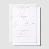 Modern Elegant Script Zwart Wit Verloving Vellum Uitnodigingen (Offset)