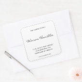 Modern Elegant Script Zwart Wit Verpakking Kaars Vierkante Sticker (Envelop)