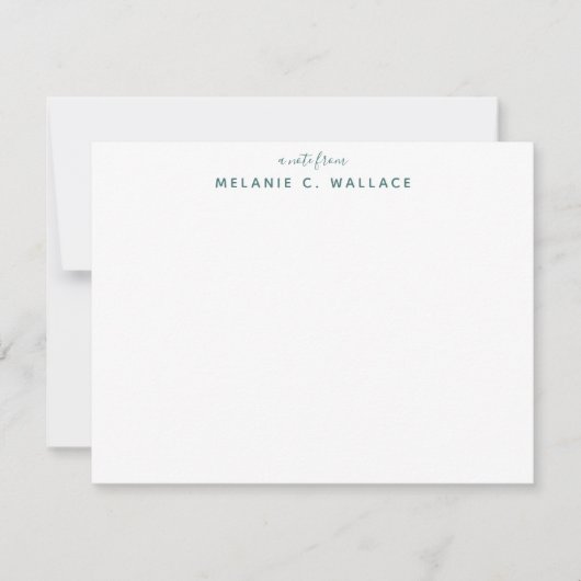 Modern Elegant Seafoam Persoonlijke Stationery Notitiekaartje (Voorkant)