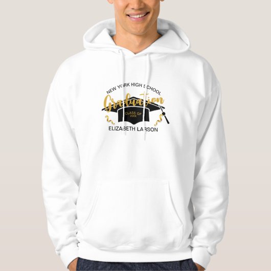 Modern Elegant Senior Golden Black Hoodie (Voorkant)