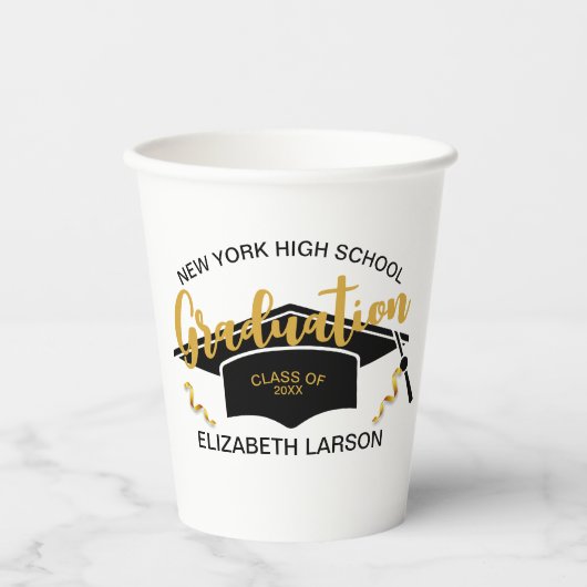 Modern Elegant Senior Golden Black Papieren Bekers (Voorkant)