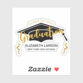 Modern Elegant Senior Golden Black Sticker
