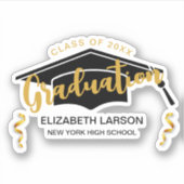 Modern Elegant Senior Golden Black Sticker (Voorkant)