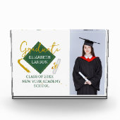 Modern Elegant Senior Green Thed Afstuderen Fotoblokken (Voorkant)
