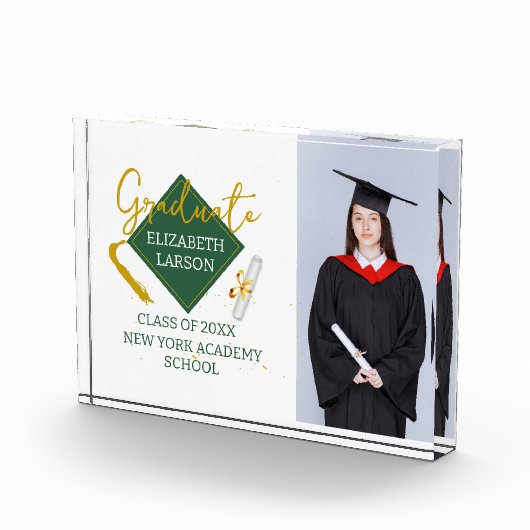 Modern Elegant Senior Green Thed Afstuderen Fotoblokken (Rechts)