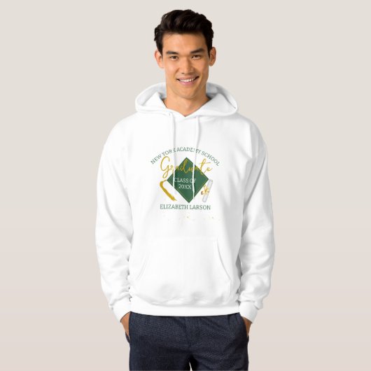 Modern Elegant Senior Green Thed Afstuderen Hoodie (Voorkant volledig)