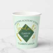 Modern Elegant Senior Green Thed Afstuderen Papieren Bekers (Achterkant)