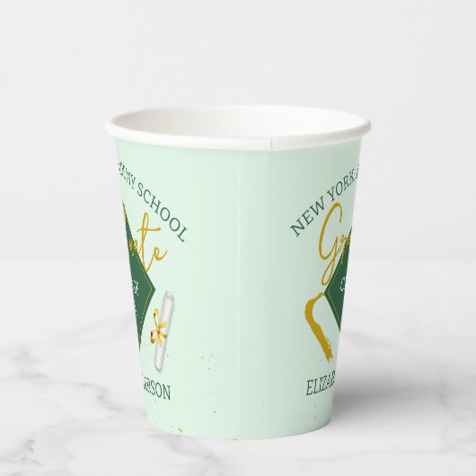 Modern Elegant Senior Green Thed Afstuderen Papieren Bekers (Rechts)