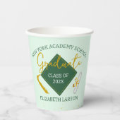 Modern Elegant Senior Green Thed Afstuderen Papieren Bekers (Voorkant)