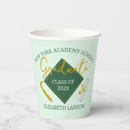 Modern Elegant Senior Green Thed Afstuderen Papieren Bekers