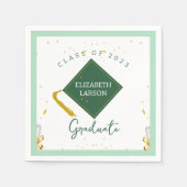 Modern Elegant Senior Green Thed Afstuderen Servet (Voorkant)