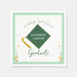 Modern Elegant Senior Green Thed Afstuderen Servet