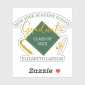 Modern Elegant Senior Green Thed Afstuderen Sticker (Vel)