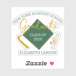 Modern Elegant Senior Green Thed Afstuderen Sticker