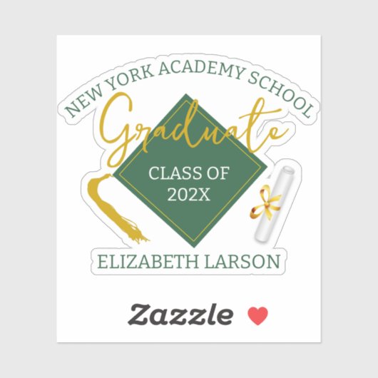 Modern Elegant Senior Green Thed Afstuderen Sticker (Vel)