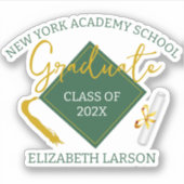 Modern Elegant Senior Green Thed Afstuderen Sticker (Voorkant)