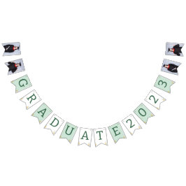 Modern Elegant Senior Green Thed Afstuderen Vlaggetjes