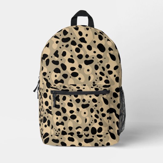 Modern Elegant Sepia Luipaard Patroon en naam Bedrukte Rugzak (Voorkant)