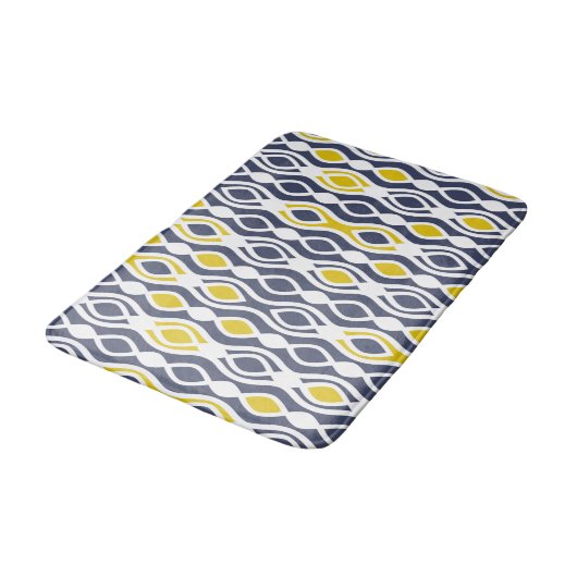 Modern, elegant, siervisblauw, geel wit badmat (Gekanteld)