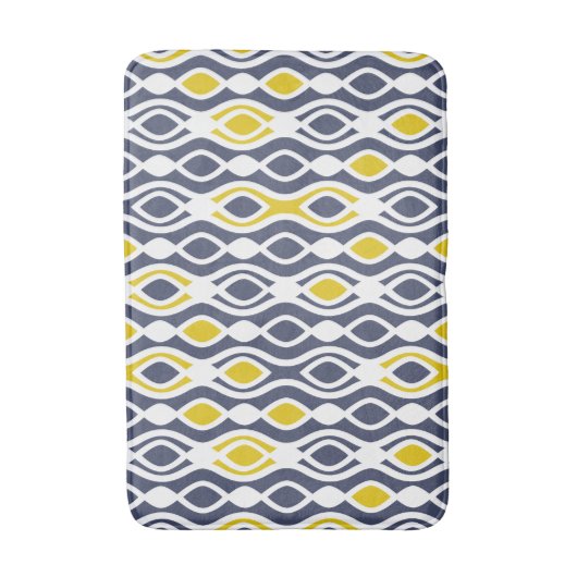 Modern, elegant, siervisblauw, geel wit badmat (Voorkant Verticaal)