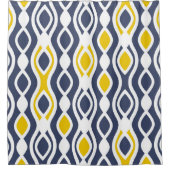 Modern, elegant, siervisblauw, geel wit douchegordijn (Voorkant)