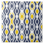 Modern, elegant, siervisblauw, geel wit tegeltje (Voorkant)