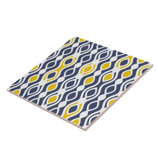 Modern, elegant, siervisblauw, geel wit tegeltje (Zijkant)