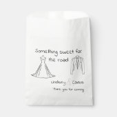 Modern elegant silhouet "snoepjes voor onderweg" bedankzakje (Voorkant)