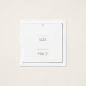 Modern Elegant Silver and white Prijs Label Vierkante Visitekaartjes (Achterkant)