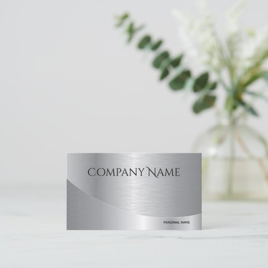 Modern Elegant Silver Corporate Visitekaartje (Staand voorkant)