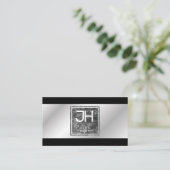 Modern Elegant Silver en Black Sjabloon Business Visitekaartje (Staand voorkant)