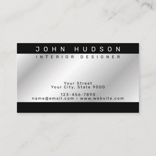 Modern Elegant Silver en Black Sjabloon Business Visitekaartje (Achterkant)