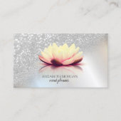 Modern Elegant Silver Glitter Bokeh Ombre Lotus Visitekaartje (Voorkant)