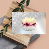 Modern Elegant Silver Glitter Bokeh Ombre Lotus Visitekaartje
