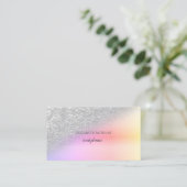 Modern Elegant Silver Glitter Bokeh Ombre Visitekaartje (Staand voorkant)