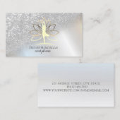 Modern Elegant Silver Glitter Bokeh Womwn Lotus Visitekaartje (Voorkant / Achterkant)