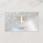 Modern Elegant Silver Glitter Bokeh Womwn Lotus Visitekaartje (Voorkant)