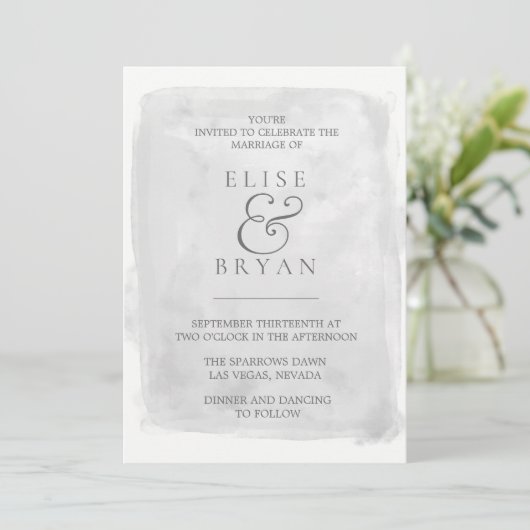 Modern Elegant Silver Grey Paint Splash Wedding Kaart (Staand voorkant)